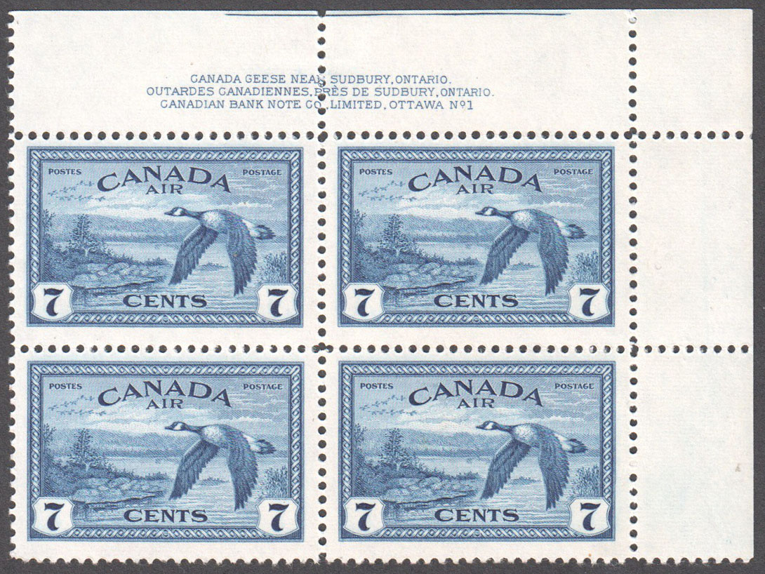 Canada Scott C9 MNH PB UR Pl 1 (A12-8) - Click Image to Close